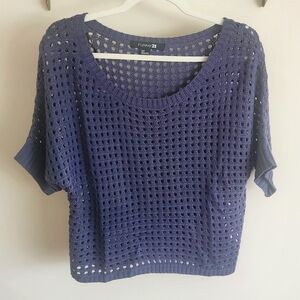 Forever 21 Blue Crochet Cropped Sweater